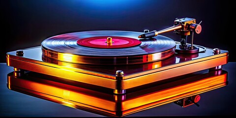 Retro Record Player Silhouette, Vinyl Spinning