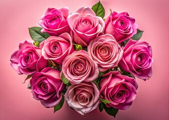 Naklejka premium Romantic Rose Bouquet - Valentine's Day Top View
