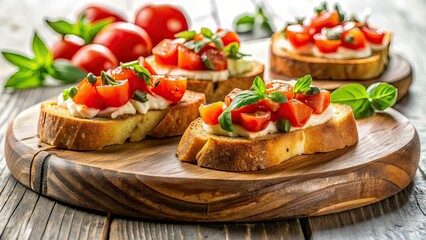 Rustic Wooden Board Bruschetta Dinner Party Minimalist AI Art