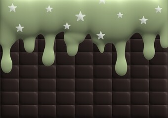 Ice cream vector illustration with star matcha chocolate flavor. Perfect for wallpapers, backgrounds, assets, etc.
