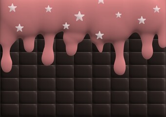 Ice cream vector illustration with strawberry star chocolate flavor. Perfect for wallpapers, backgrounds, assets, etc.
