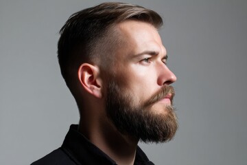 Obraz premium A man with a beard and a shaved head