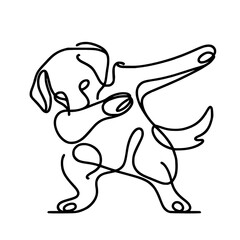 Minimalist Golden Retriever Dog Dabbing Illustration: Line Art of Playful Pet Silhouette for Dog Lovers 