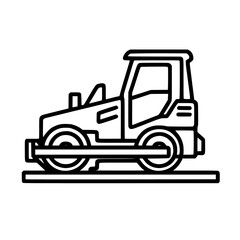 Naklejka premium Minimalist Line Art: Iconic Roadwork Roller - Vintage Style Construction Machinery Illustration for Urban Infrastructure and Eco-Friendly Design