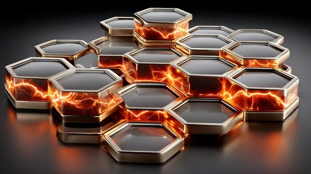 Glowing firewall barrier with energy pulses and hex grid animation stock video