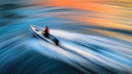 Seascape, boat, motion blur