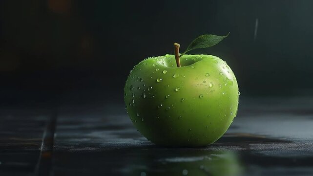 Ggreen apple on black background