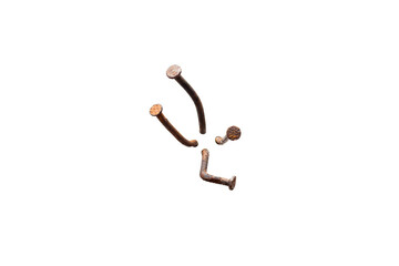 Old nail head isolated on white background