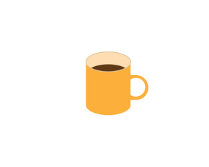 Orange cup with coffee on white background