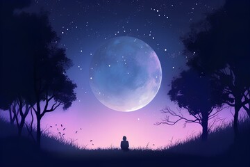 girl and moon