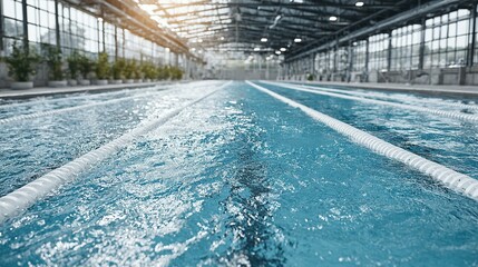 Obraz premium Swimming pool lanes with rippling water.