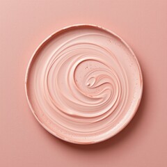 Creamy pink texture in a circular plate on a soft background.