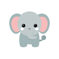 Naklejka premium Sweet Baby Elephant Vector Kawaii Cartoon Clipart