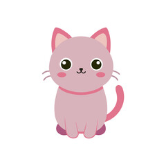 Gentle Cat Vector Kawaii Cartoon Clipart