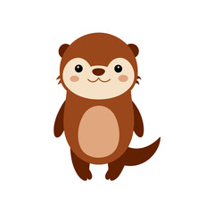 Fototapeta premium Playful Cute Otter Vector Kawaii Cartoon Clipart