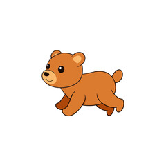 Illustration Kawaii Jumping Baby Bear Side View Vector