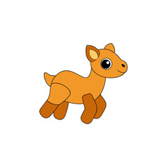 Kawaii Jumping Baby Camel Side View Vector Cartoon Graphic