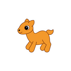 Illustration Kawaii Jumping Baby Camel Side View Vector