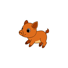 Jumping Baby Boar Side View Vector Kawaii Cartoon Art