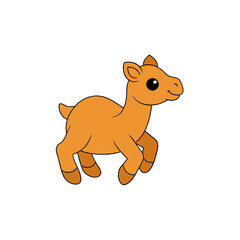Vector Kawaii Jumping Baby Camel Side View Cartoon Art