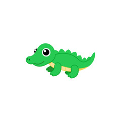 Jumping Baby Crocodile Side View Vector Kawaii Cartoon Art