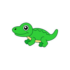 Vector Cute Jumping Baby Crocodile Side View Vector Kawaii