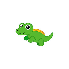 Illustration Cute Jumping Baby Crocodile Side View Vector