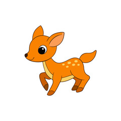 Kawaii Jumping Baby Deer Side View Vector Cartoon Graphic