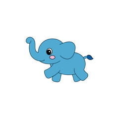 Jumping Baby Elephant Side View Vector Kawaii Cartoon Art