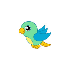 Illustration Cute Jumping Baby Lovebird Side View Vector