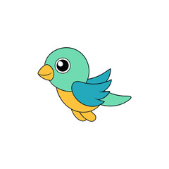 Kawaii Style Jumping Baby Lovebird Side View Vector Graphic