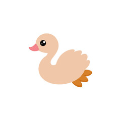 Fototapeta premium Jumping Baby Swan Side View Vector Kawaii Cartoon Art