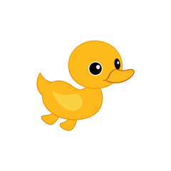 Fototapeta premium Illustration Cute Jumping Duckling Side View Vector Kawaii Art