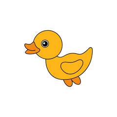 Fototapeta premium Kawaii Jumping Cute Duckling Side View Vector Graphic Art