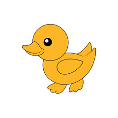 Fototapeta premium Illustration Kawaii Jumping Cute Duckling Side View Vector