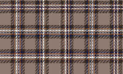 Seamless plaid pattern, cream, brown, white, warm, classic feel, suitable for designing clothes, skirts, pants, adding a simple and natural style, vector illustration.