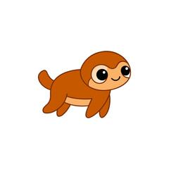 Obraz premium Jumping Cute Sloth Side View Vector Kawaii Cartoon Illustration