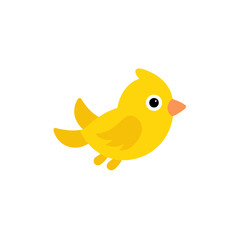 Kawaii Style Jumping Happy Canary Side View Vector Graphic