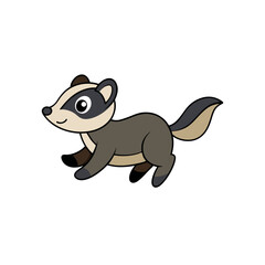 Obraz premium Side View Kawaii Badger Cartoon Jumping Vector Illustration for Fun Artwork