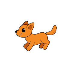 Jumping Puppy Cartoon Vector in Side View Kawaii Style Illustration for Designs