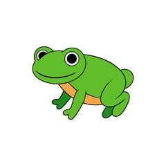 Side View of a Happy Frog Jumping in Kawaii Style Vector Illustration for Clipart