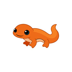 Fototapeta premium Happy Little Newt in Side View Jumping Vector Cartoon in Kawaii Style