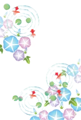  金魚　夏　水彩　和柄　背景 © J BOY