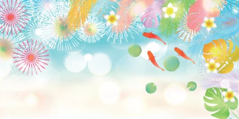  金魚　夏　水彩　和柄　背景 © J BOY
