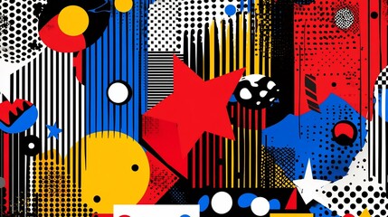 Obraz premium Dynamic Composition of Abstract Geometric Shapes and Vibrant Colors