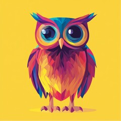 Obraz premium A Vibrant Owl Portrait Featuring Geometric and Colorful Design