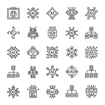Set de iconos vectorizados sobre inteligencia artificial