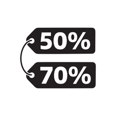 Hanging Discount Tags 30% 50% 70% Silhouette – Black and White Minimal Vector Design