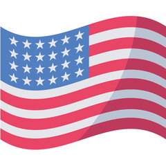 Flat Style Vector of the American Flag Design
