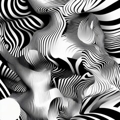 Abstract Black and White Pattern Swirls and Circular Reflections